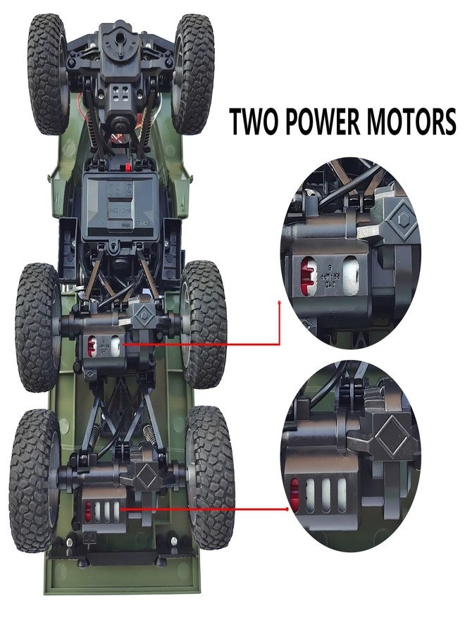 JPJCOOY RC Military Truck 6x6 Road Remote Control Car 1/16 Scale Remote Control Truck 4WD All Terrain Rock Army Transport Vehicle Toy Vehicle for Kids Children Boy Gift - Image 4